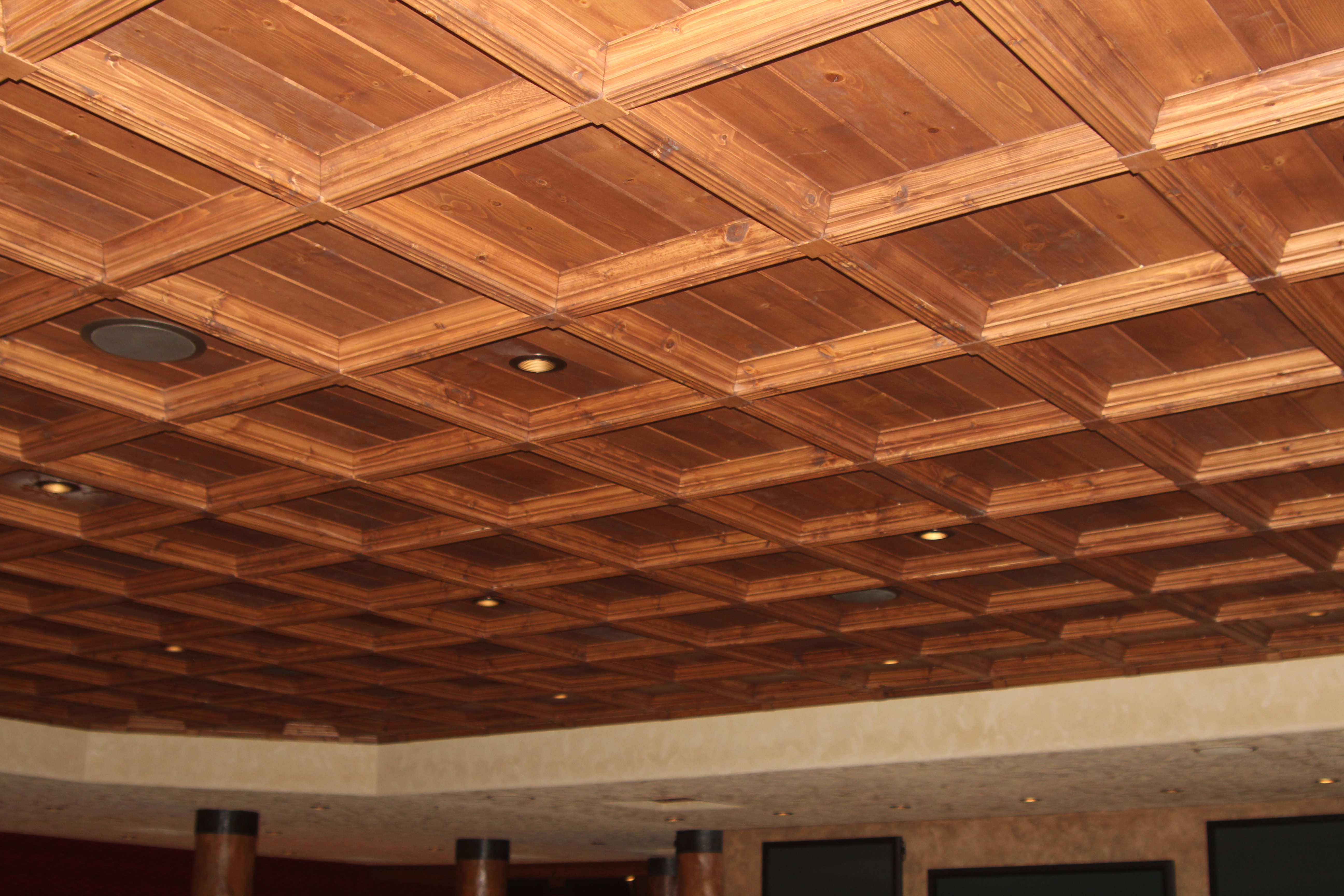 Classic Coffers Suspended Wood Ceiling Historic Timber And